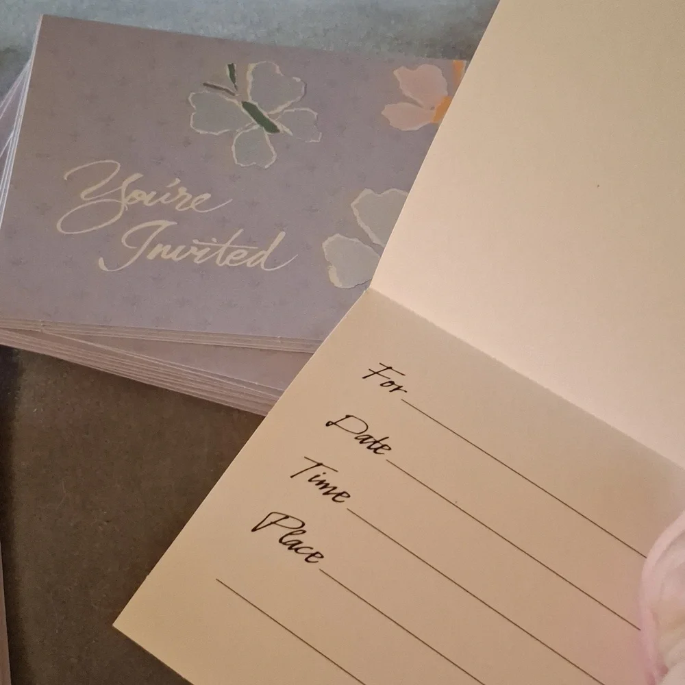 Floral and Gold Invitation Cards Butterfly Flower Anniversary Envelopes 10+ Prop